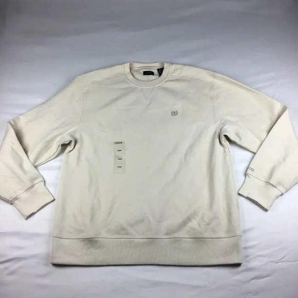 Izod Men’s Cream Crewneck Pullover Sweater Cotton Blend Size Large - Picture 1 of 6